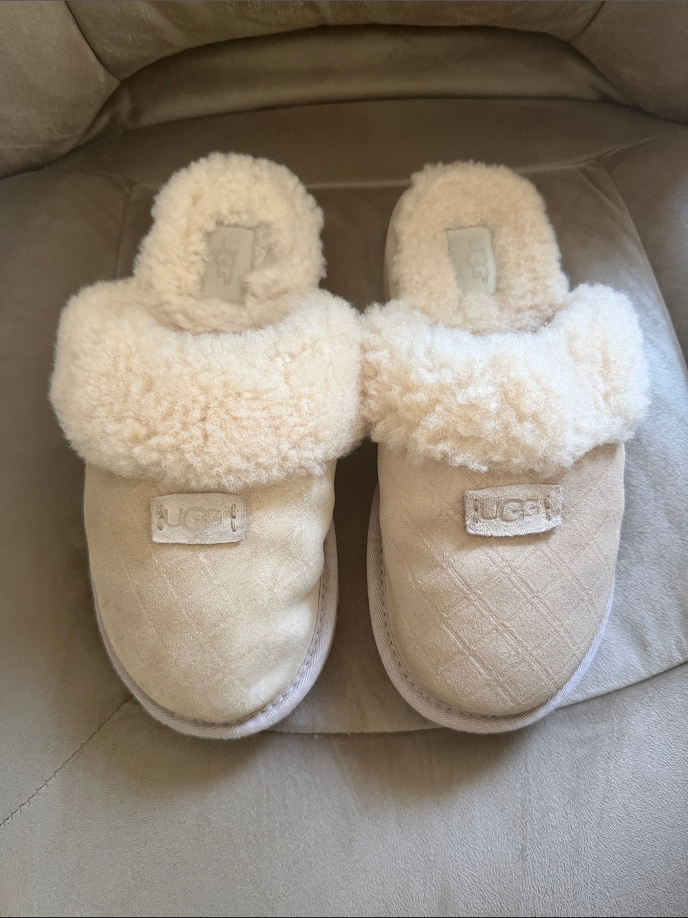 UGG Women's Shearling-Cuff Slip-On Slippers - Cream